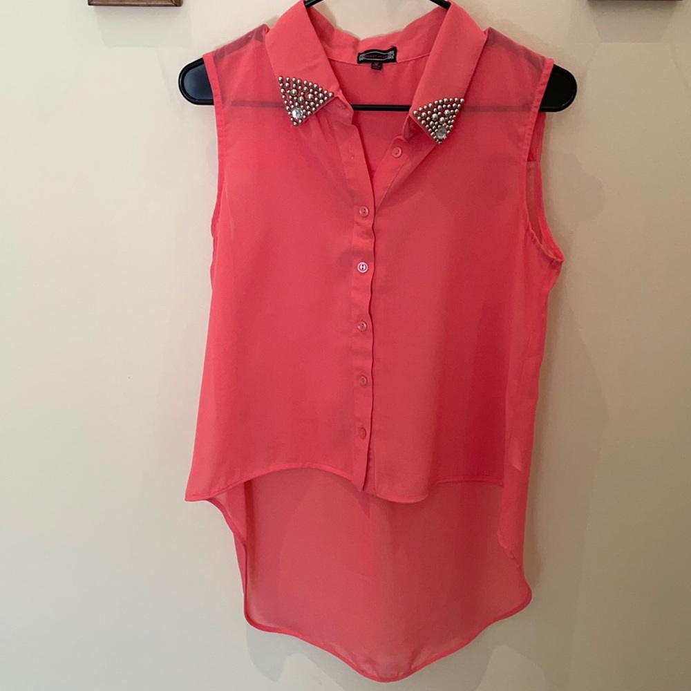 High Low Button Down Top